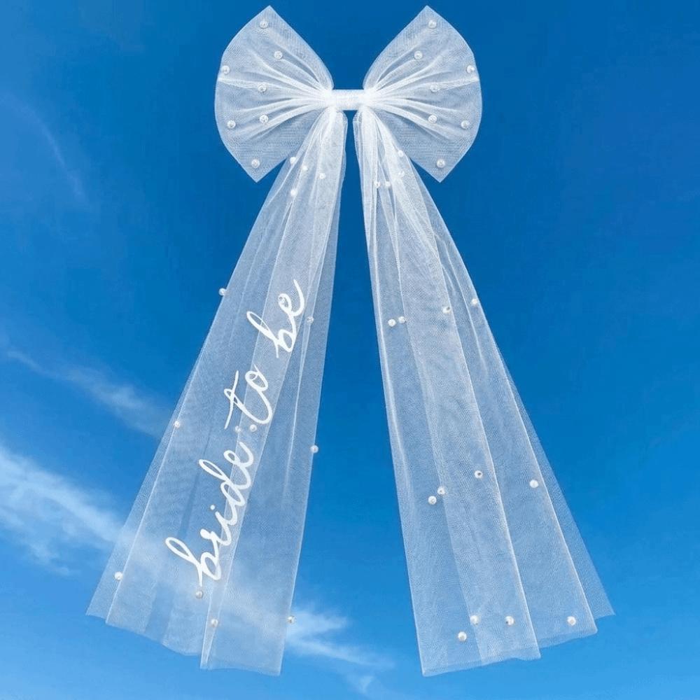Simple Bride Bow Hair Veil Tulle Bow Marry Veil Clothes Match Wedding Headdress Bridal Events