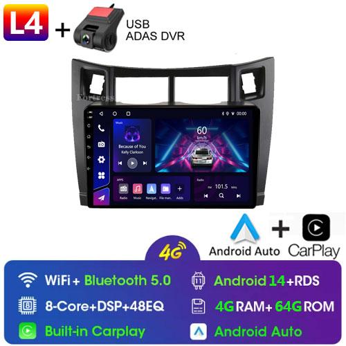 4G+64G автомобильный мультимедийный проигрыватель для Toyota Yaris 2007 Radio Fascia Car Radio 2005 - 2012 Android GPS навигатор 2 Din carplay стерео
