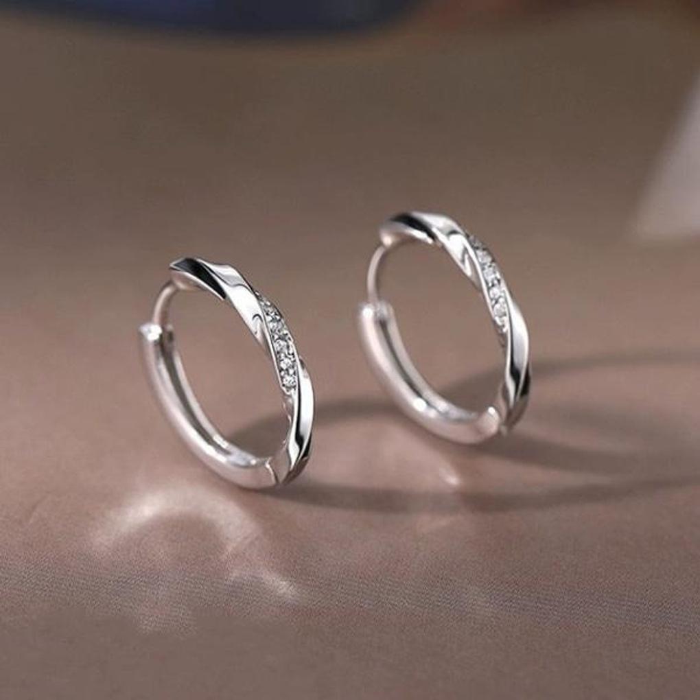 Women's Niu Ring One-Touch Silver Daily Earrings