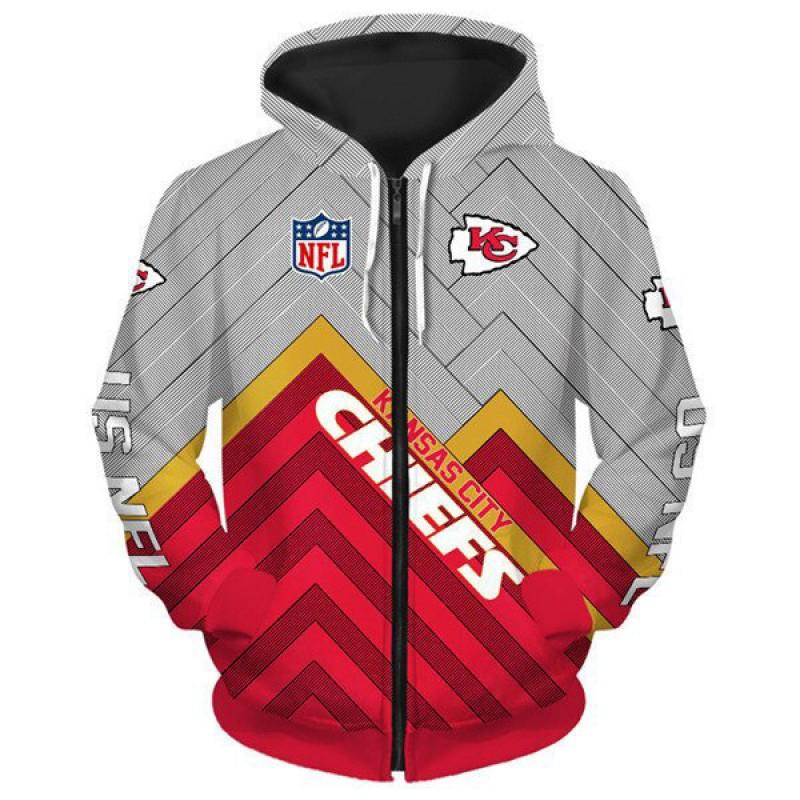 Мужская Женская Худи на Молнии NFL Цифровой Принт Свободный Крой Повседневная Спортивная Одежда Все