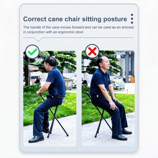 Yousheng 300 Lbs Crutch Stool with Seat Lightweight Folding Walking Stick Chair Portable Cane for Senior Elderly Camping Hiking