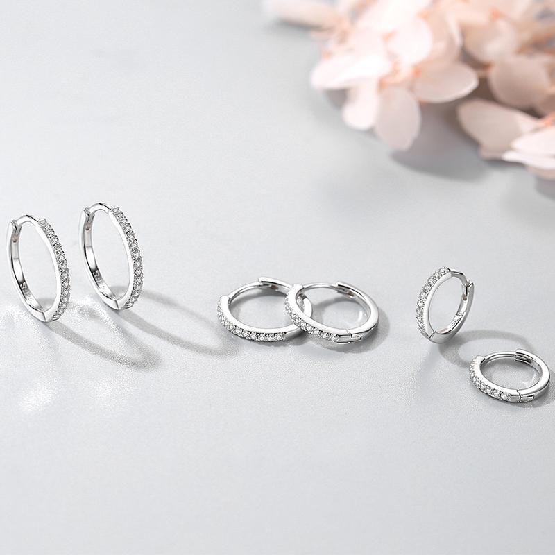 Ailmay 100% 925 Sterling Silver Fashion Simple Hoop Earrings for Women Girls Anti-allergy Fine Jewelry Gifts