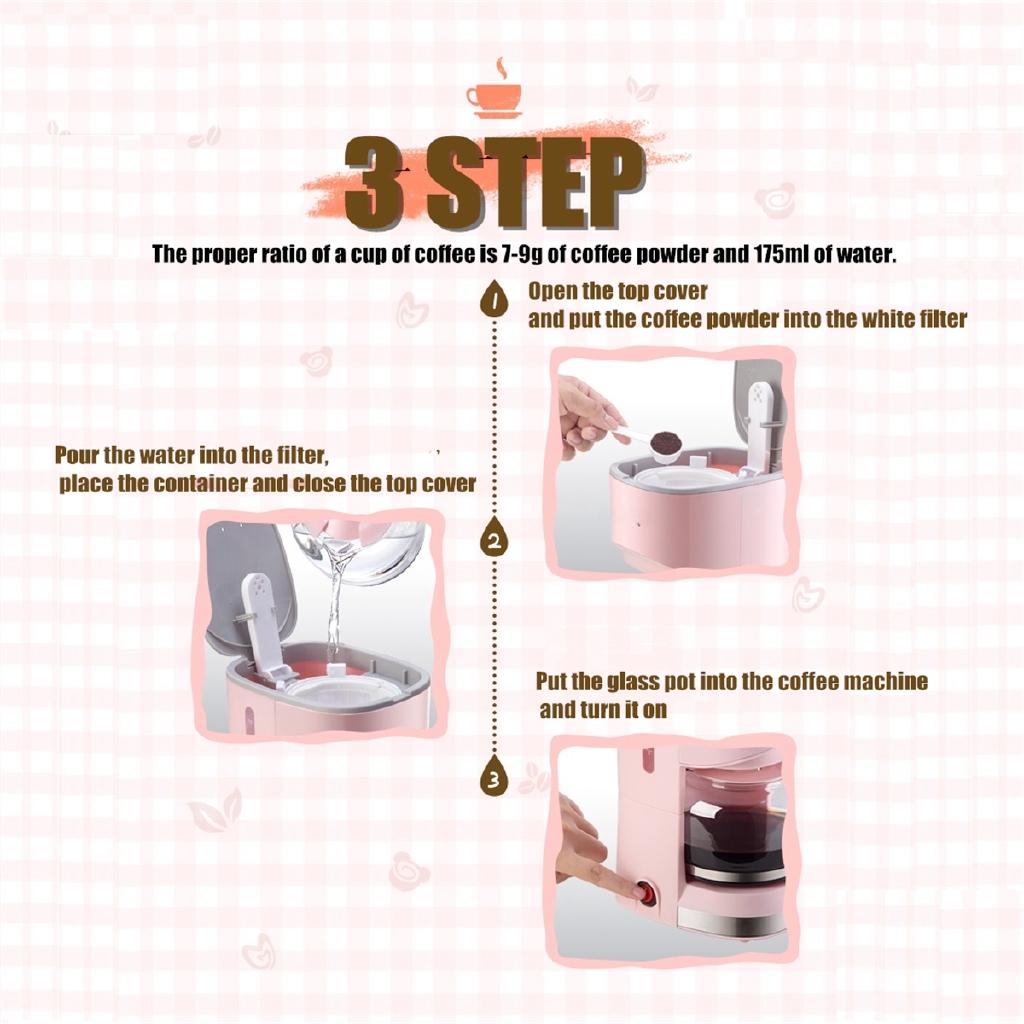 0.7L 220V American Coffee Maker Drip Tea Coffee Machine for Home Office Travel