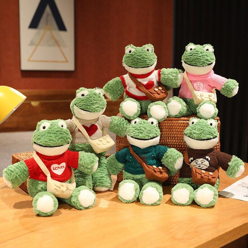 36 см кавайная плюшевая плюшевая лягушка с улыбкой, милая одежда, плюшевые куклы-лягушки, пушистая подушка с животными, детский рождественский подарок