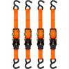 Runbod Lashing Belts, Ratchet Type, Cargo Securement Belts, 5m Black, 2.5cm Lashing Width, Approximately 800kg Breaking Load, Set of 4, Orange