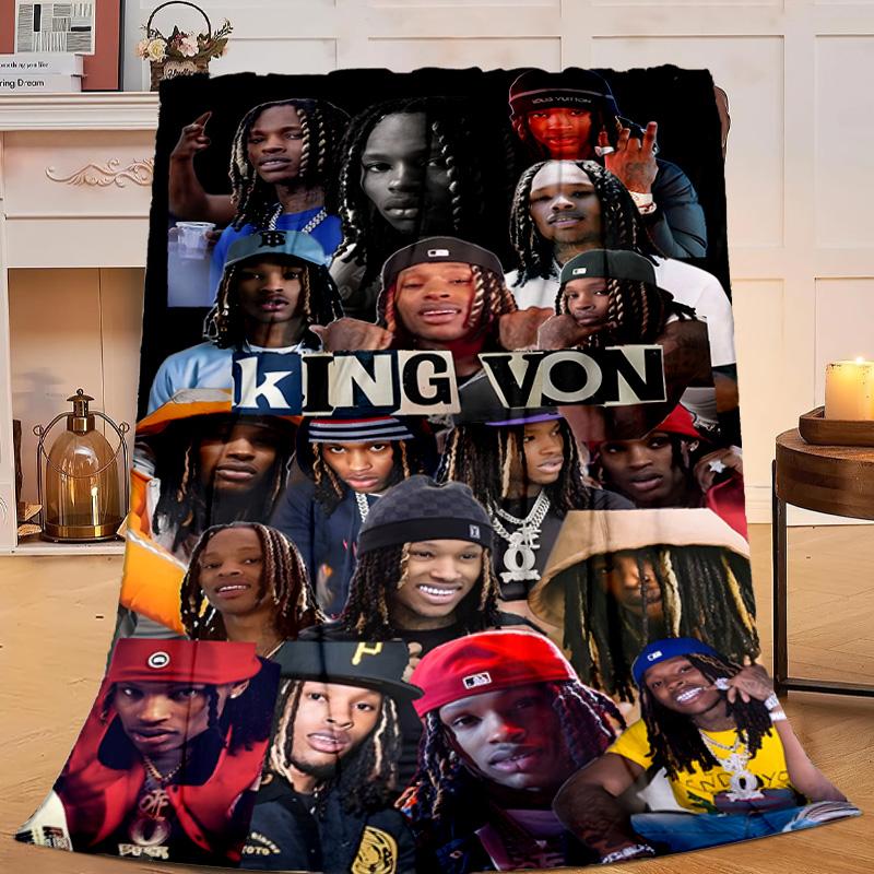 1PC King Of The Rapper Flannel Blanket Gift, Suitable for Both Men And Women, Soft Ideal for Beds And Sofa, Birthday Or Christmas Gift