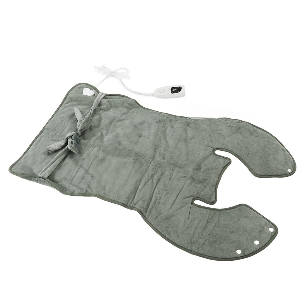 Back Heating Pad Dark Grey Soft Plush Hands Free Design Ergonomic Neck Outline 6 Temperature Adjustm