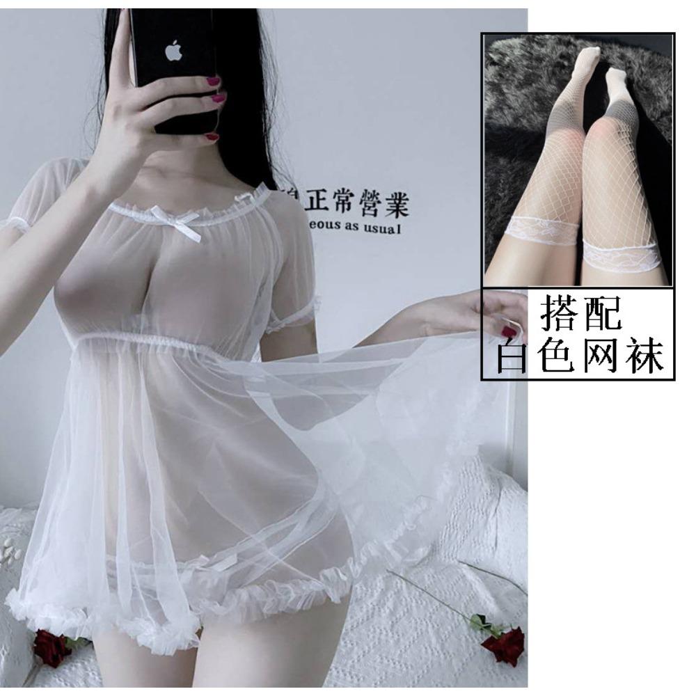 Забавное нижнее белье, маленькая грудь, пижама Pure Desire, большая юбка, прозрачный шифон, без капель крови, ночная рубашка оптом, цельный комплект отправляется на Be