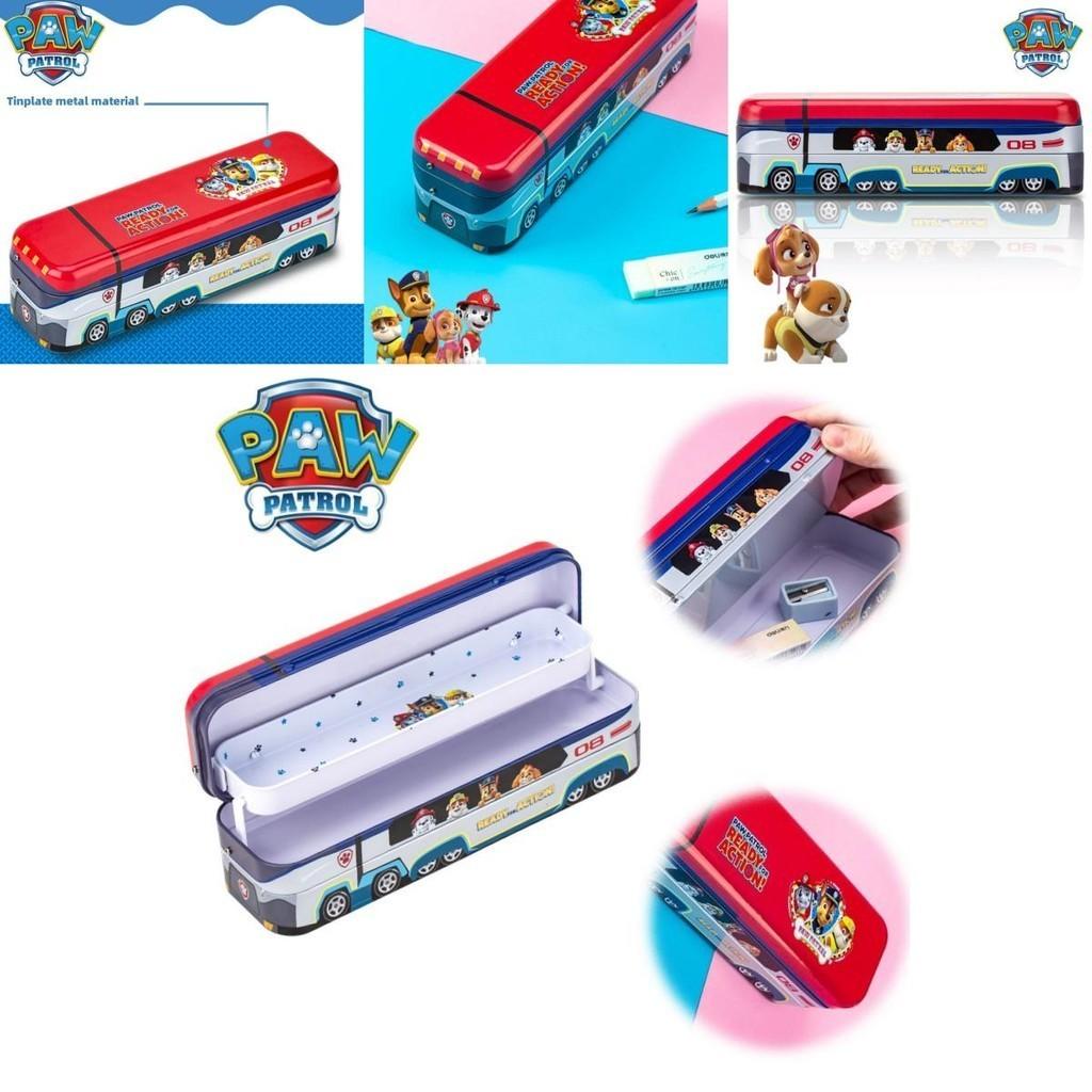 Bus Patrol Paw Pencil Box Metal Iron Creative Student Pencil Stationary Case