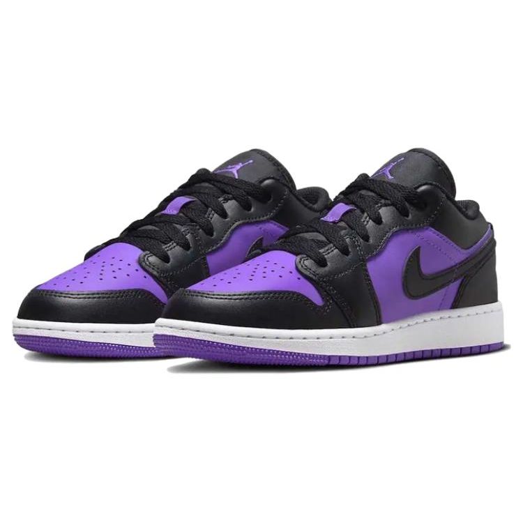 Air Jordan 1 Low GS Purple Venom Kids Sneakers Black White 553560-505