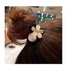 Korean Fashion Flower Cat's Eye Stone Double Strand Hair Rope Pearl Hair Tie Women Ponytail Bun Daily Hair Accessories