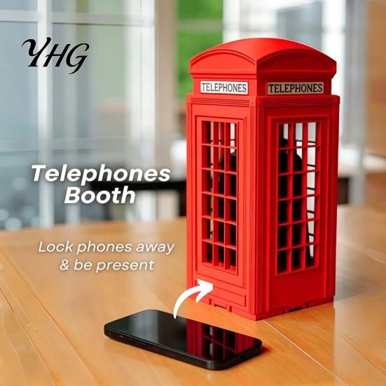 Mobile Phone Storage Box British Booth Stand, 3D Printed Holder, Novelty Desktop Ornament for Home Smartphone Lock?Up Family Gatherings Party Decor