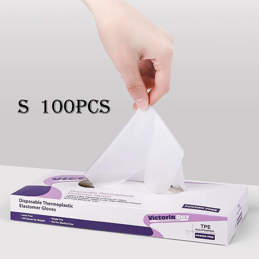100Pcs Transparent Disposable Gloves S/M/L/XL Latex Free Gloves Durable Cleaning Gloves  Household
