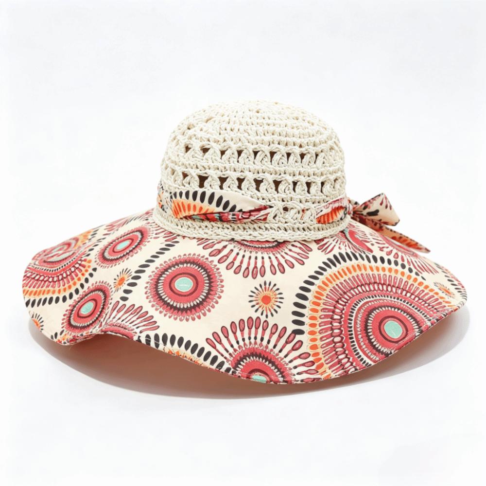 Foldable Large Brim Straw Hat Large Brim Sunshade Hat Ethnic Style Beach Hat  Beach