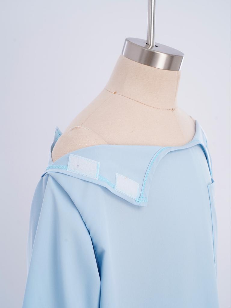 Unisex Medical Patient Nursing Gown Long Sleeve Back Split Hook Loop Fastener 3pcs Adaptive Clothing
