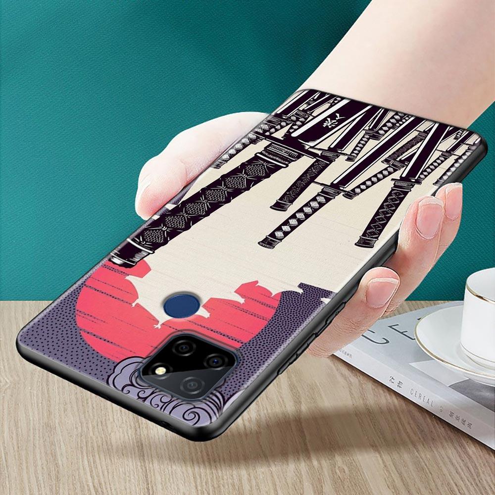 Чехол Red Sun японского самурая Demon Art Anime для Realme C21Y C21 C25 C20 C15 C12 C11 C1 GT Master Neo Neo2 5G Funda Capa Чехлы