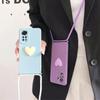 Note11s Crossbody Lanyard Love Heart Case On For Xiaomi Redmi Note 11 12 Pro 4g 5g 10 9 8 7 10s 9s 11pro 10pro Cord Silicone Cover