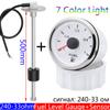Waterproof 7 Color Backlight 52mm Fuel Level Gauge 240-33ohm Fuel Level Sensor 100~550mm for Car Marina Boat Yacht 12V24V Custom
