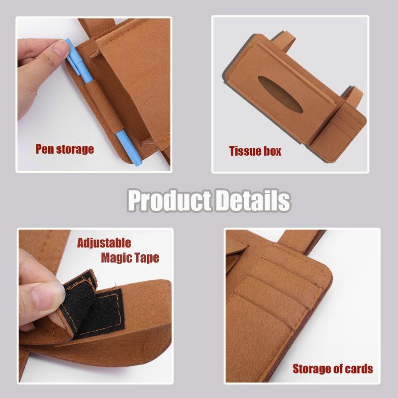 Сумка для хранения солнцезащитного козырька автомобиля Многофункциональная войлочная коробка для салфеток Универсальный подвесной держатель для солнцезащитного козырька автомобиля Принадлежности для хранения в салоне автомобиля