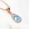 Стерлингового серебра 925 пробы, розовое золото 585 пробы, ожерелья с подвесками, ювелирные изделия для женщин, синий топаз, драгоценный камень, подарки на свадьбу