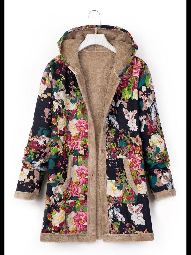 Зимняя женская толстовка с капюшоном и принтом 2023 года с теплой плюшевой подкладкой