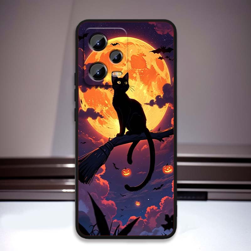 Мультяшный Милый Кот Для Xiaomi Redmi Note 15 14 13 12 12S 11E 11 11S Pro Plus 4G 5G Черный Мягкий ТПУ Чехол Для Телефона