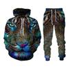 Толстовка со штанами и принтом тигра, мужской осенне-зимний повседневный свитер, пуловер, мужской спортивный костюм, комплект, модная мужская одежда, костюм