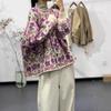 Sweaters Flower Cardigan Autumn Women Print O-Neck Sweaters Knitting Loose Sweater Black