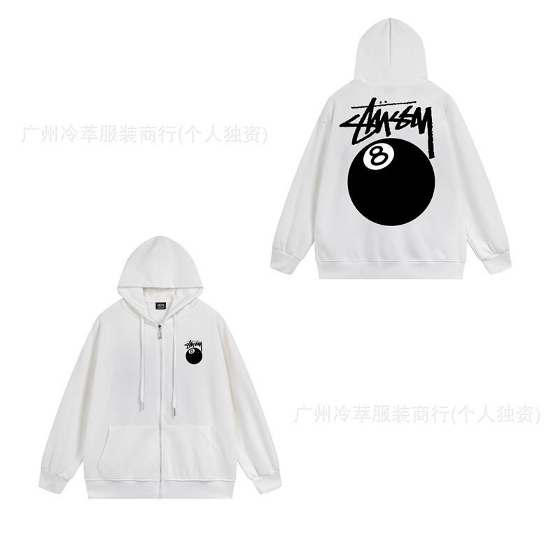 Unisex Hooded Zip-Up Fleece-Lined Sweatshirt With Letter Print Loose Fit Cotton Long Sleeve Men Women