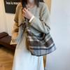 2025 Korean Leopard Print Plaid Tote: Women's Large Casual Underarm Bag with Lazy Style Drawstring Shoulder.