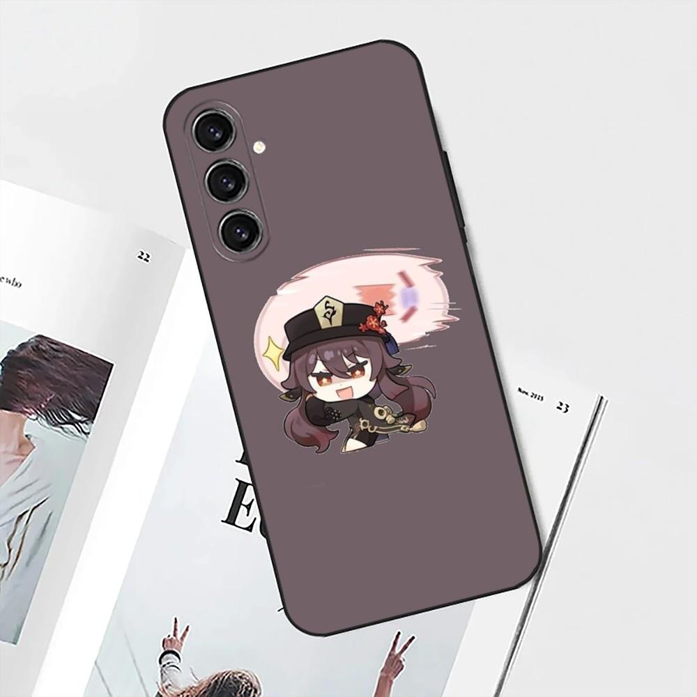 Чехол для телефона Genshin Impact Ху Тао HuTao для Samsung S25, S24, S21, S22, S23, S30, Ultra, S20, Plus, Fe, Lite, Note, 10 Черный Мягкий