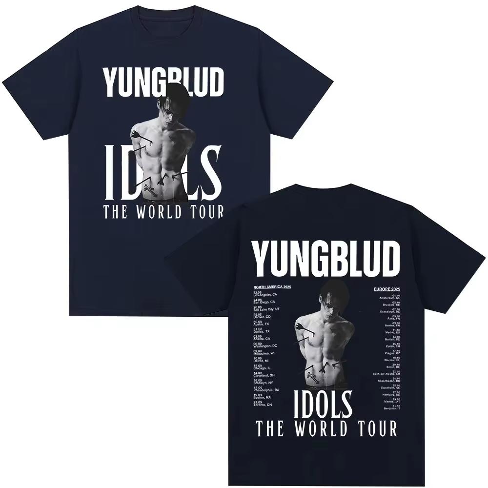 2026 ВеснаЛето Yungblud IDOLS Мировой Тур Футболка для Мужчин и Женщин Хип-Хоп Повседневная Хлопок Уличная Футболка   Yungblud IDOLS