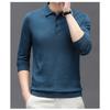 Men S Long Sleeve Knit Polo Shirt Striped Casual Middle Age T Shirt