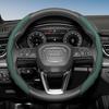 Steering Wheel Cover for Audi, Wave-Shaped Sporty Design, Breathable Leather, Segmented, Non-Slip, Sweat-Absorbent Protective Case A4 B8