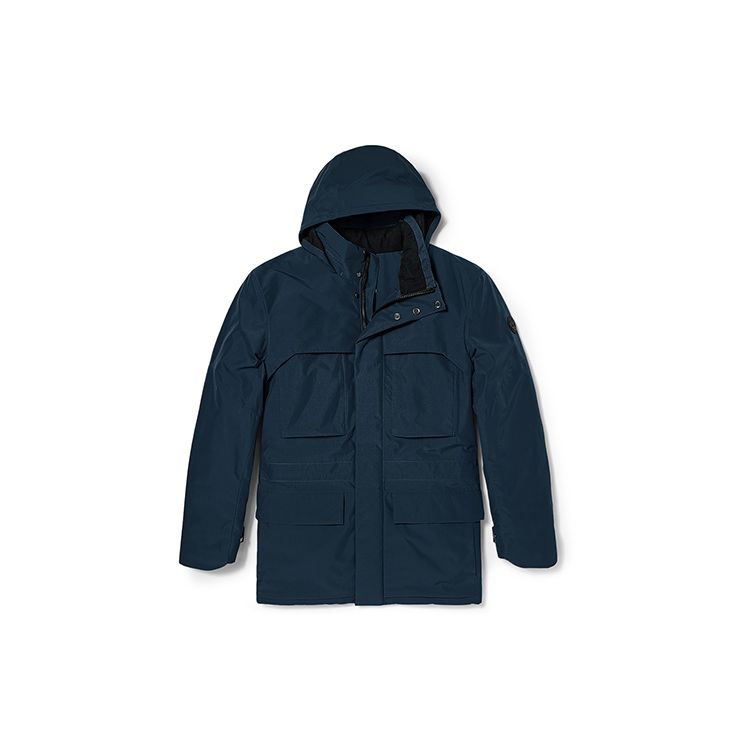 Timberland Ветрозащитная теплая хлопковая куртка с капюшоном и множеством карманов, мужская верхняя одежда, темно-сапфирово-синяя A5TPN-433