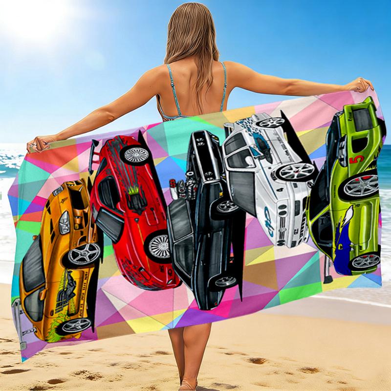 1Pc Cars Compilation Beach Towel, Quick Dry, Multi-Use for Beach Pool Gym Yoga Home Travel, Christmas, Halloween, Xmas Gift M928137