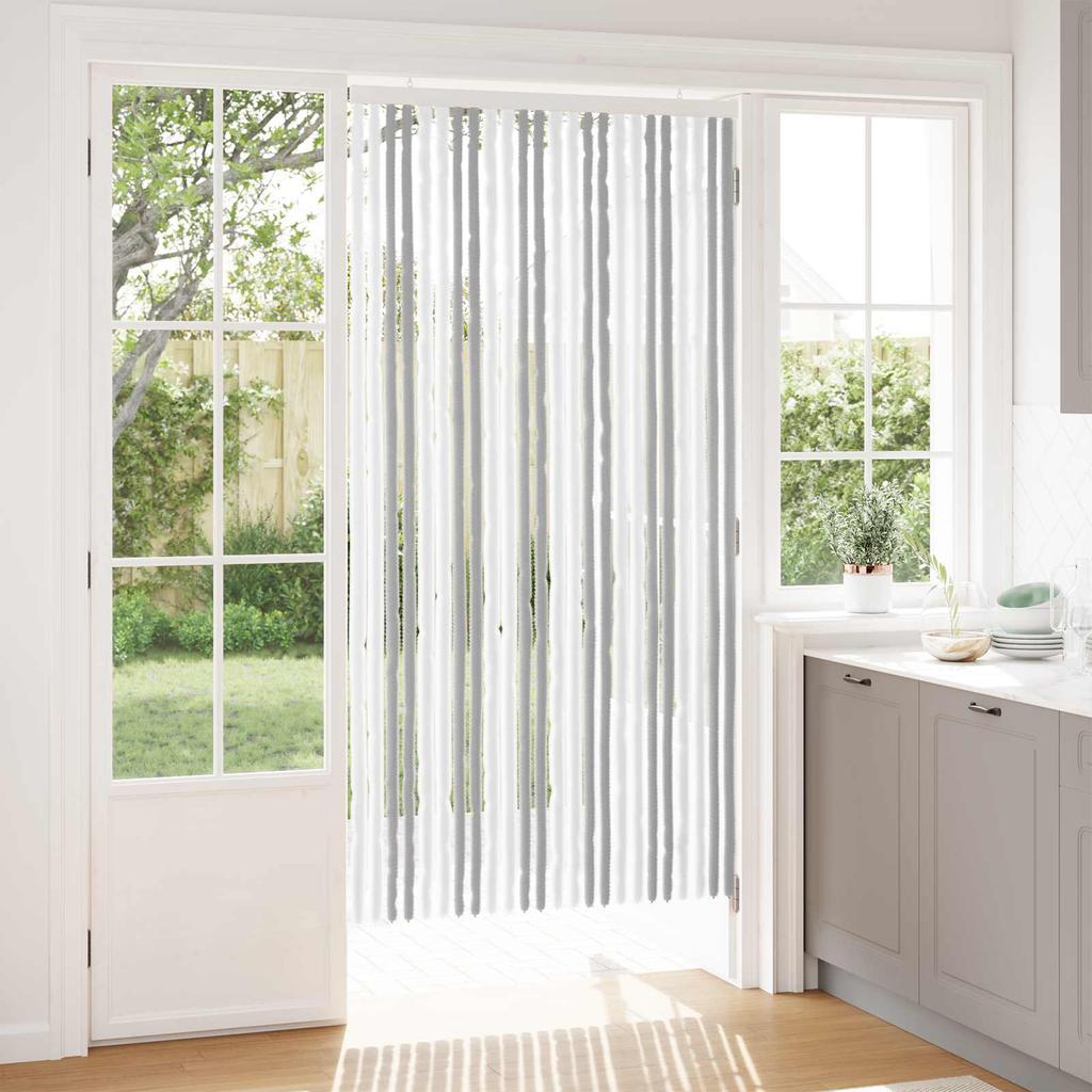 Insect Screen Door Curtain Chenille Light Grey and White 100 x 200 cm