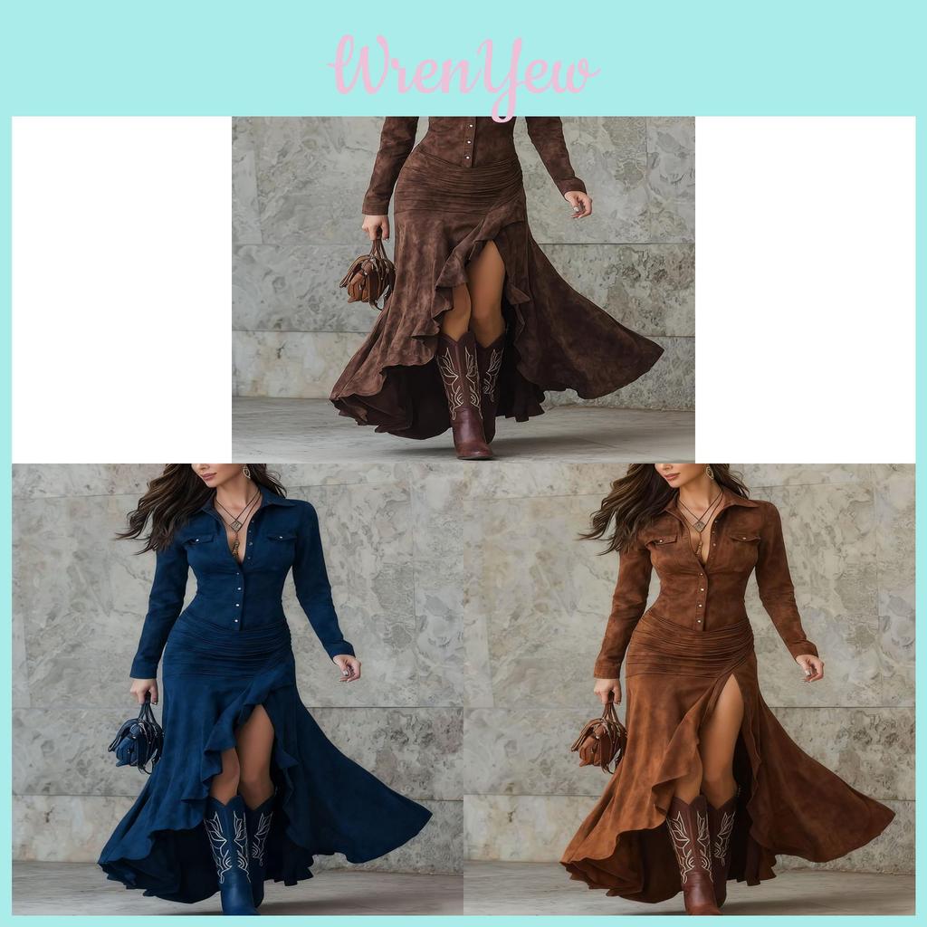 English Dress Long Sleeve Round Neck Zip Back Asymmetrical Hem For Casual Autumn 2025