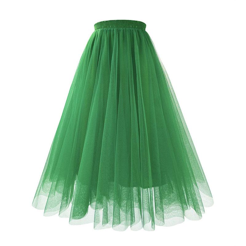 Женская плиссированная юбка-миди, тюлевая юбка, весна-лето, эластичная сетчатая юбка-пачка с высокой талией