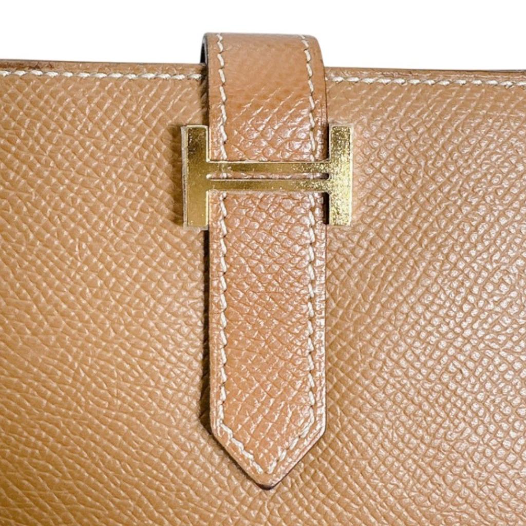 HERMES D stamped Beance fleet Long Wallet purse Bifold long wallet Epsom Brown Used