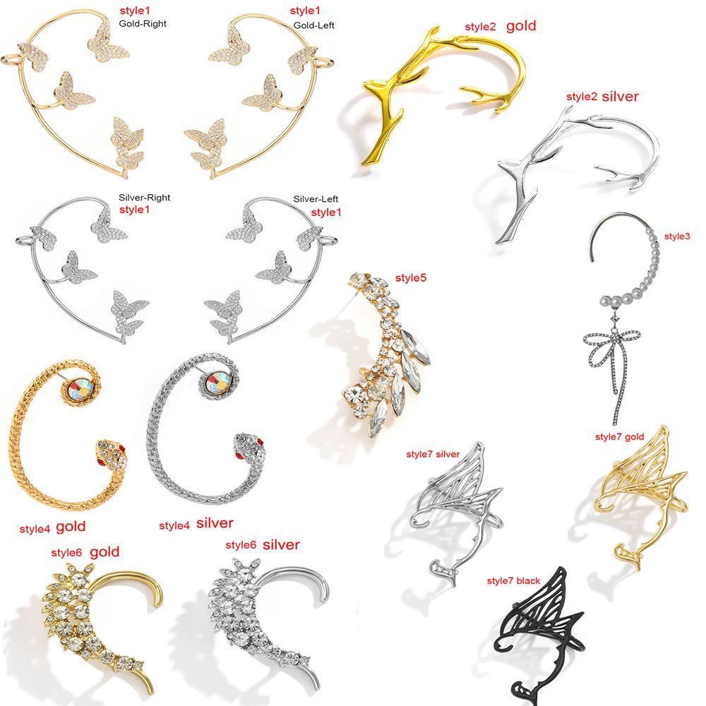 Женские цирконовые модные геометрические поддельные пирсинг-бабочки серьги-манжеты для ушей