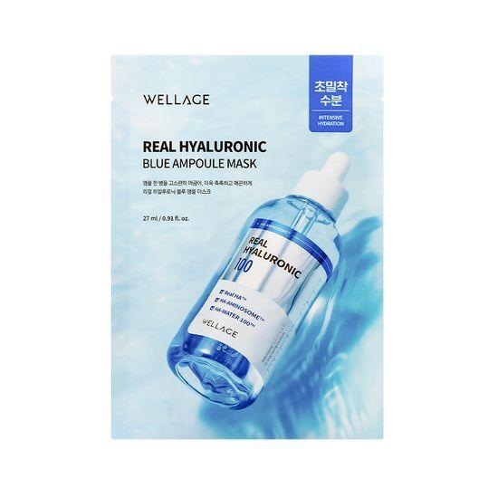 WELLAGE Настоящая гиалуроновая синяя ампульная маска 1 шт.