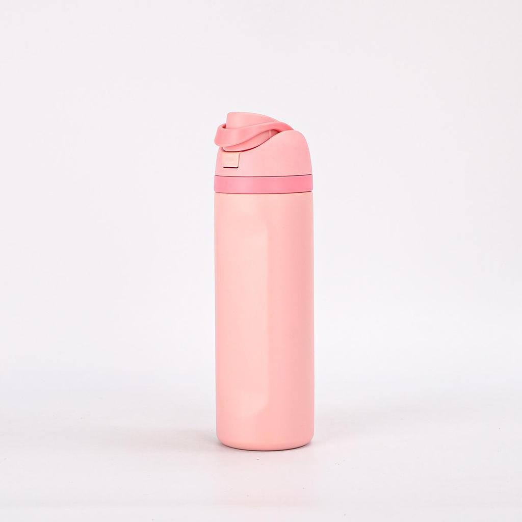 Double-Drink Lid Stainless Steel Insulated Sports Cup with Straw, Large Capacity, Flip-Top, Carry Rope