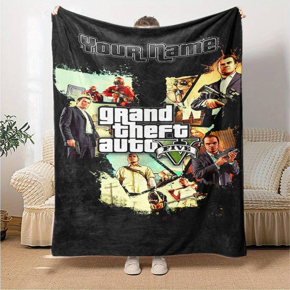 Grand Theft Auto Customize Your Name Blanket Throw Personalized Blanket Soft & Cozy Suitable for Office Chair Home Decor Couch Chair for All Occasions