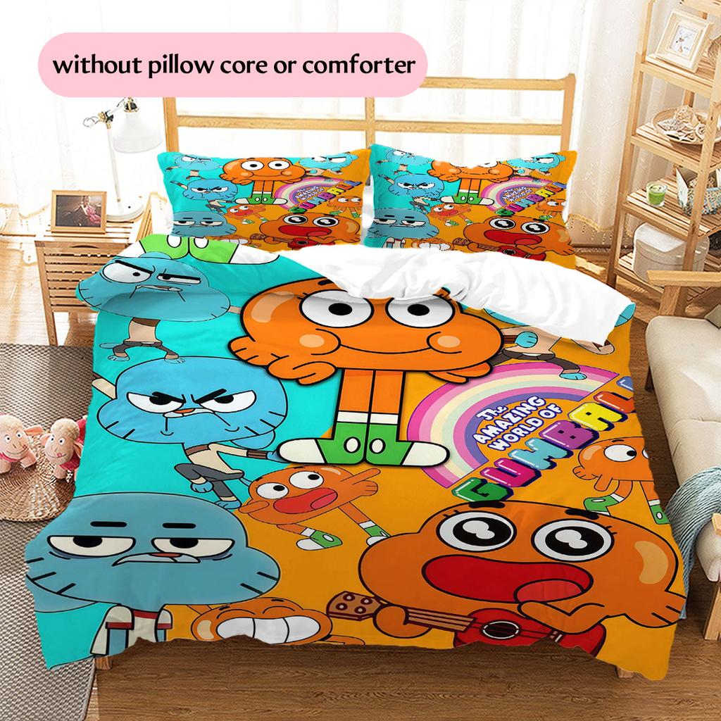 Gumball Cartoon Pattern Bedding Home Decoration Birthday Gift ( 1 duvet cover + 2 pillowcase, without core),fan merchandise.