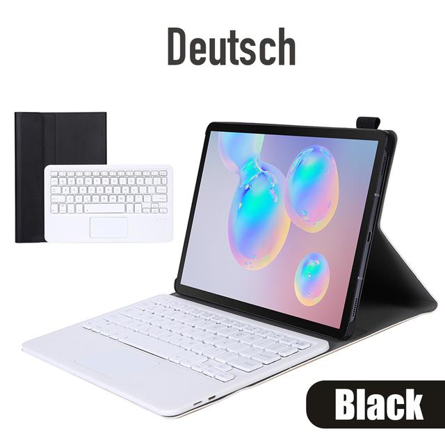 Беспроводная Bluetooth Клавиатура-чехол с тачпадом для Samsung Galaxy Tab A7 S6 Lite Кожаный чехол Английский Русский Испанский Немецкий Французский