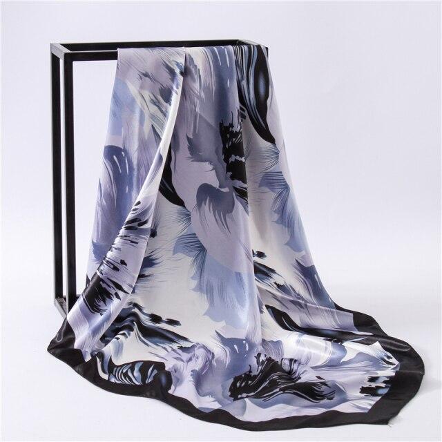 Новый шелковый шарф с принтом, большой хиджаб, модный женский квадратный шарф, повязка на голову для женщин, бандана, женский головной платок, новинка лета