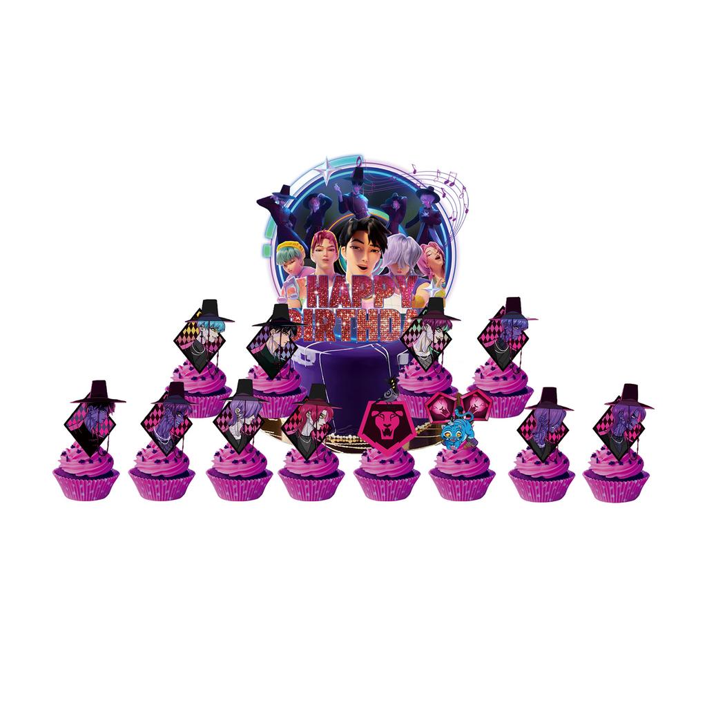 Birthday Theme Party Decoration Banner Pull Flag Cake Flag Balloon- Set