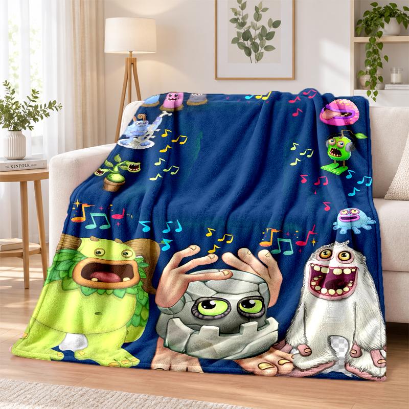 My Singing Monsters Flannel Throw Blanket Soft Warm Cozy For Sofa Bed Indoor Home Bedroom Use