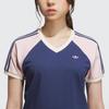 adidas Оригинальная классическая модная простая универсальная футболка реглан с коротким рукавом Женские топы темно-индиго светло-розовый KF0315